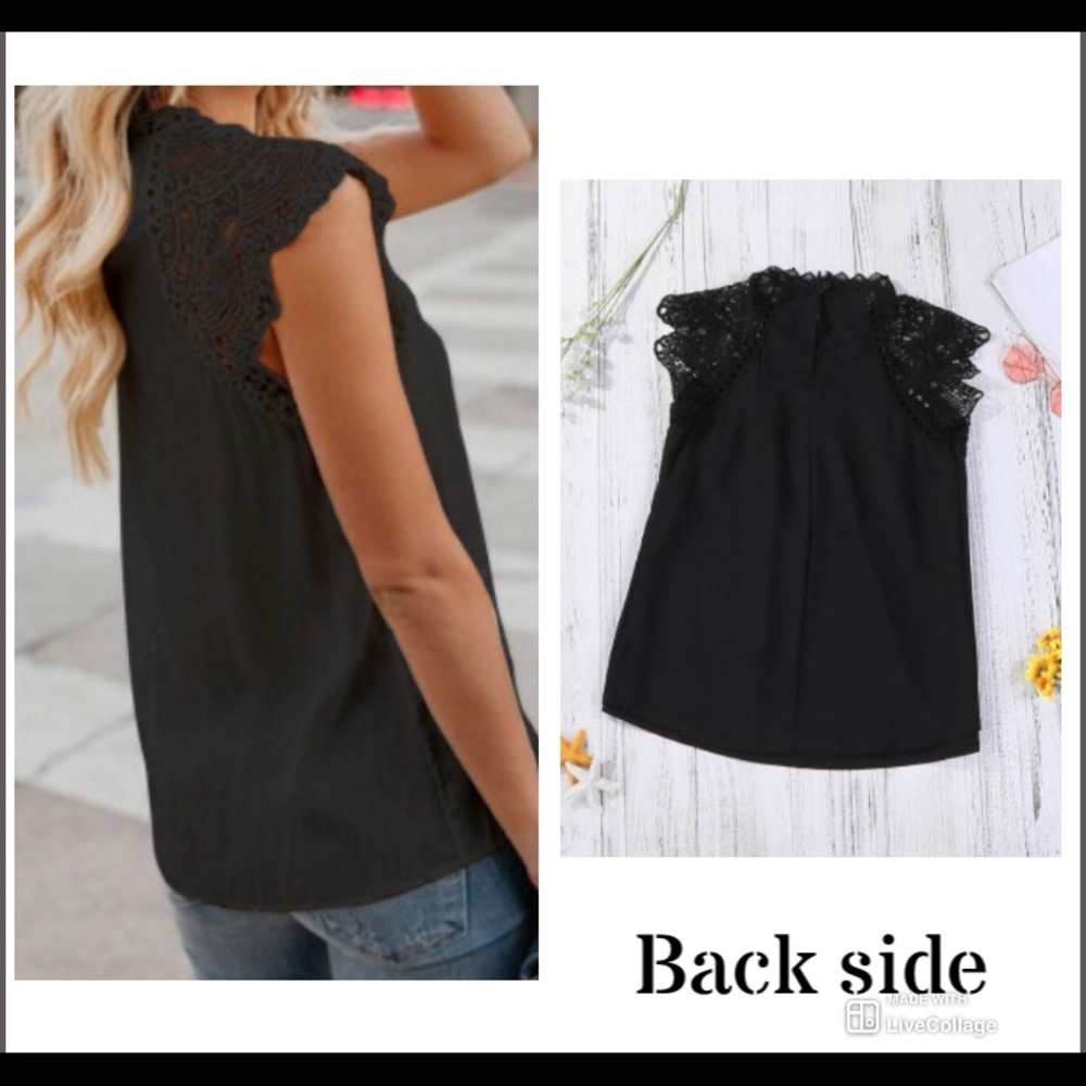 🖤HP🖤 Black Tatted Crocheted Lace Spliced Blouse - Picture 3 of 9